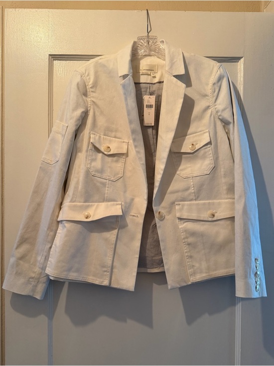Anthropologie Jackets & Blazers - Anthropologie White Utility Blazer with Flap Pockets